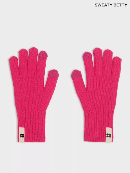 Sweaty Betty Pink Soft Cloud Knitted Gloves (G69741) | €37