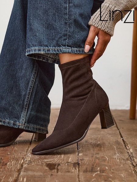 Brown Tan - Linzi Blaze Ankle Boots With Stacked Heels