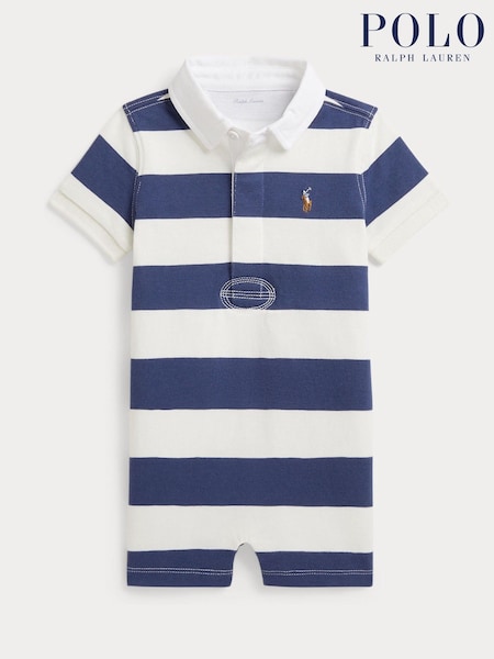 Polo Ralph Lauren Striped Cotton Rugby Shortall Babygrow (G70126) | KRW129,700