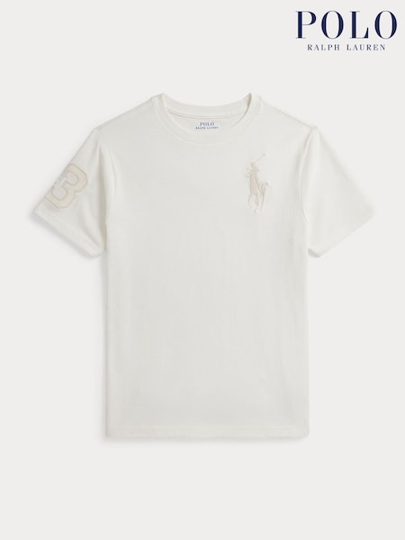 Polo Ralph Lauren Cream Tonal Big Pony Varsity T-Shirt (G70142) | €66.50 - €79.50