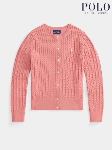Polo Ralph Lauren Pink Cable Knit Cardigan (G70151) | $336