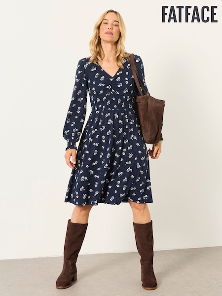 Navy Ditsy Floral - Fatface Jersey Dress
