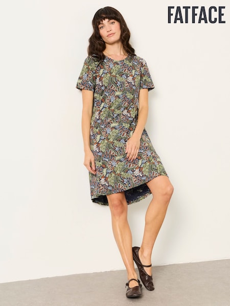 Navy Decorative Floral - Fatface Floral Jersey Dress