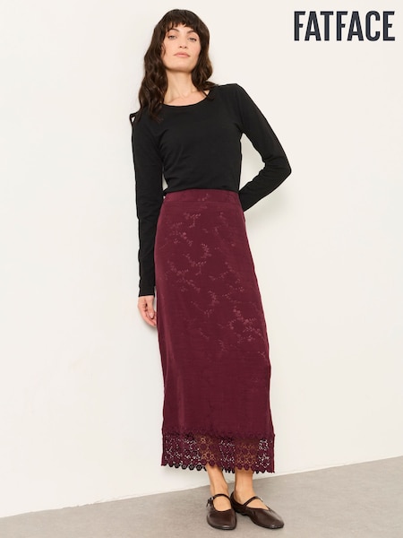 Dark Purple - Fatface Jacquard Midaxi Skirt