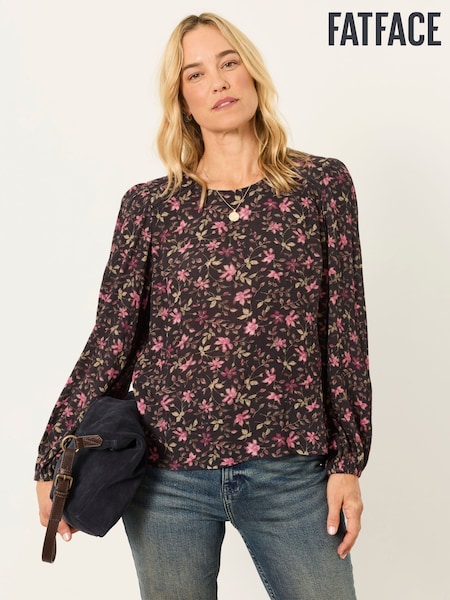Floral de invierno Marrón - Fatface Embroidered Blouse
