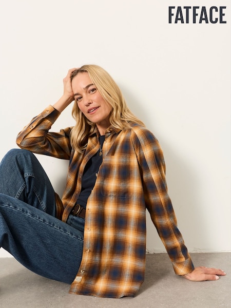 Brown - Fatface Check Shirt