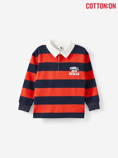Cotton On Orange Rugby Polo Fleece Top (G70822) | €28