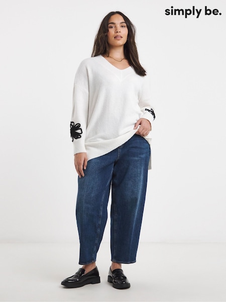Simply Be Nude Embroidered Bow Longline Jumper (G70920) | 177 QAR
