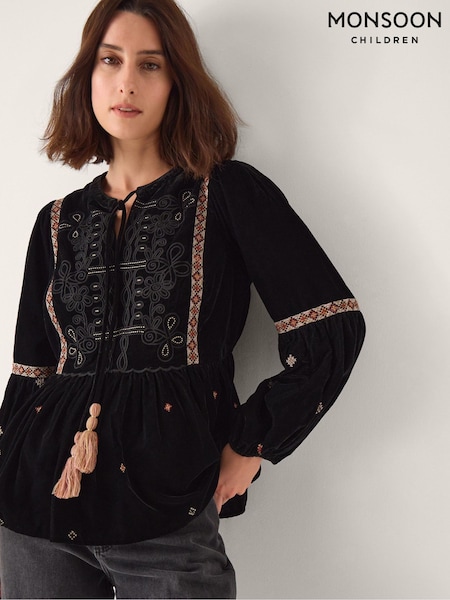 Monsoon Noni Embroidered Velvet Long Sleeve Blouse (G71035) | 106 €