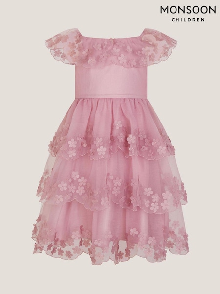 Monsoon Pink Rebecca Appliqué Scallop Tiered Party Dress (G71052) | R$ 660 - R$ 760