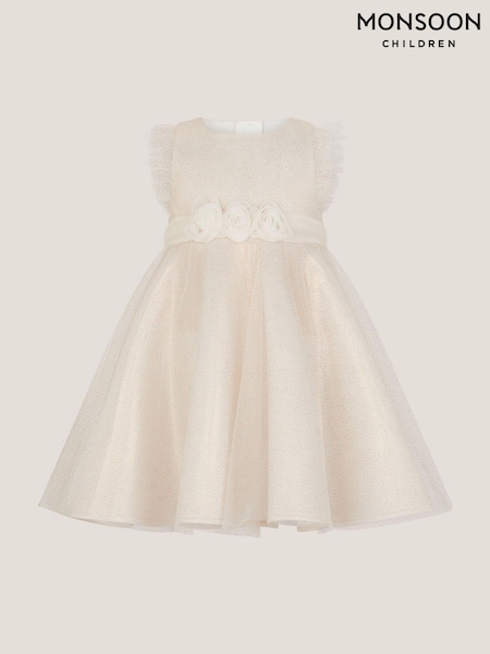 Monsoon Gold Baby Principesa Appliqué Rose Sparkle Dress (G71064) | R$ 545 - R$ 590