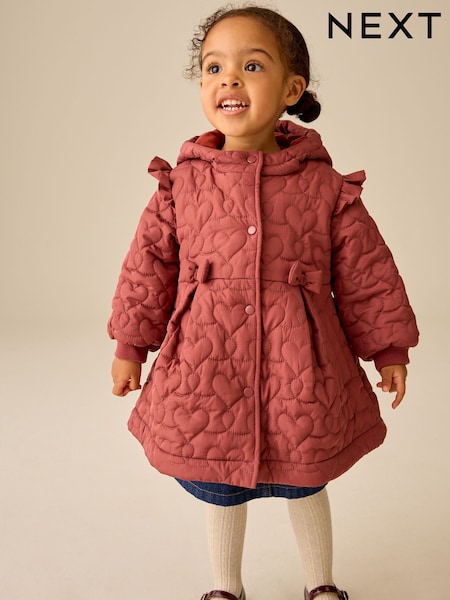 Dark Pink - Shower Resistant Skirted Quilted Coat (3mths-7yrs)