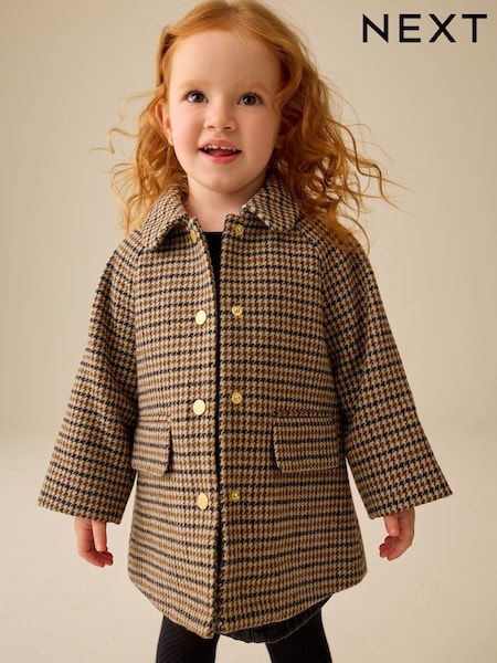 Brown - Heritage Check Coat (3mths-7yrs)