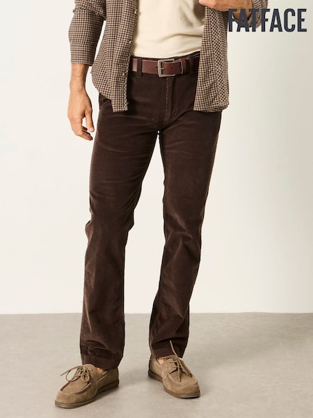 Marron chocolat - Regular Fatface Cord Straight Fit Trousers