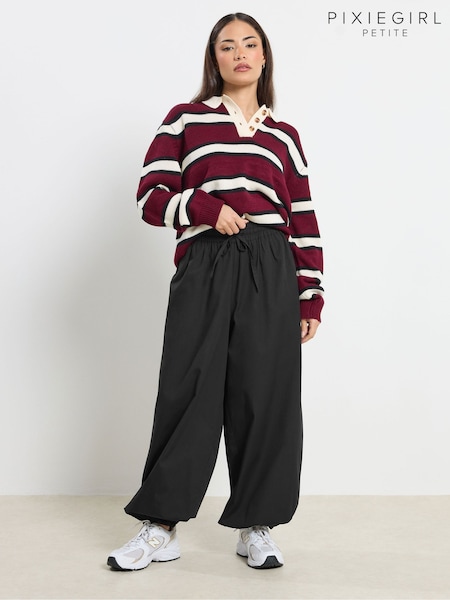 PixieGirl Petite Black Poplin Cuffed Balloon Joggers (G71299) | AED175