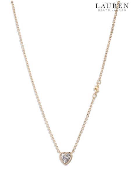 Lauren Ralph Lauren Gold Tone Crystal Heart Pendant Necklace (G71403) | €85