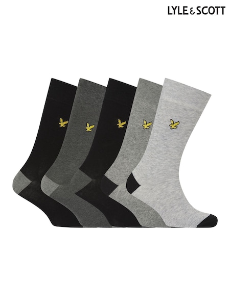 Lyle & Scott Black Graham  Cotton Socks 5 Pack (G71415) | €30.50