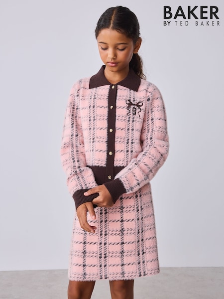 Rose/marron - Baker By Ted Baker 2 Piece Check Knitted Top & Skirt Co-ord Set