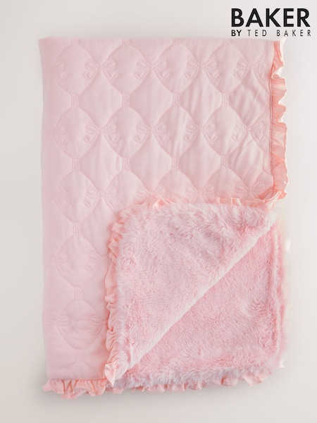 Pink - Baker By Ted Baker Quilted Fur Lined Blanket