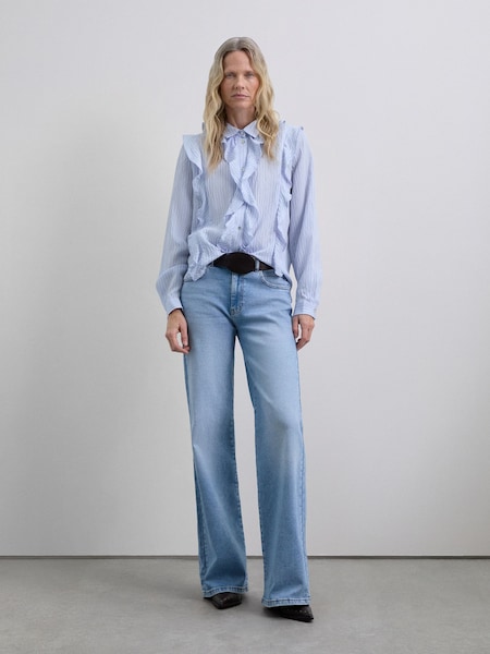 Scalpers Blue Stripes Frill Shirt (G71600) | €119.50