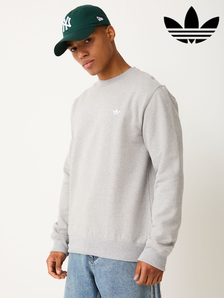 رمادي - Regular Adidas Originals Trefoil Essentials Crew Neck Sweat Top