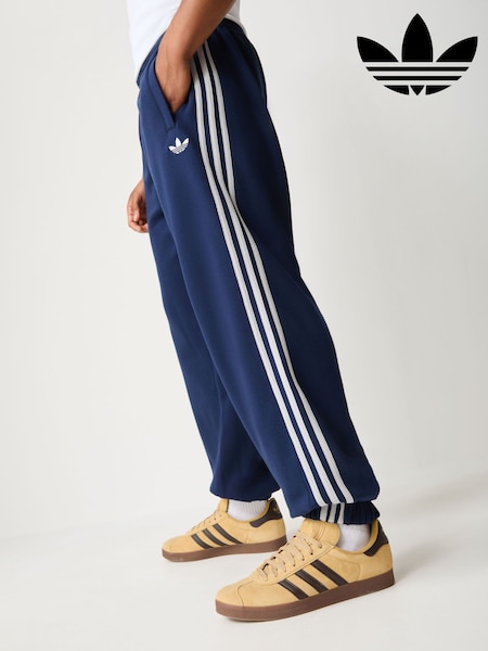 Blue - Regular Adidas Originals Adicolor 3 Stripes Cuffed Sweatpants