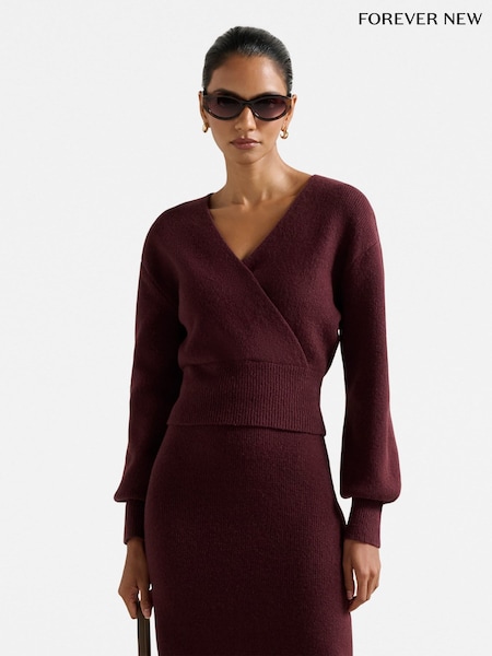 Forever New Red Sloane Petite Wrap Knitted Jumper (G71782) | €78