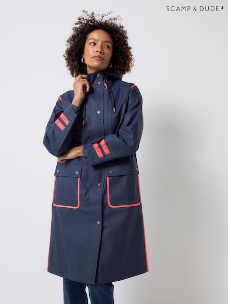 SCAMP & DUDE Blue Longer Length Raincoat (G71794) | €202