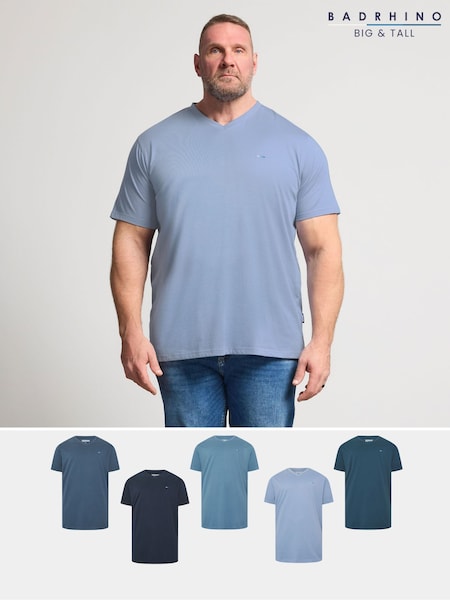 BadRhino Big & Tall Blue V-Neck T-Shirts 5 Pack (G71799) | AZN 133