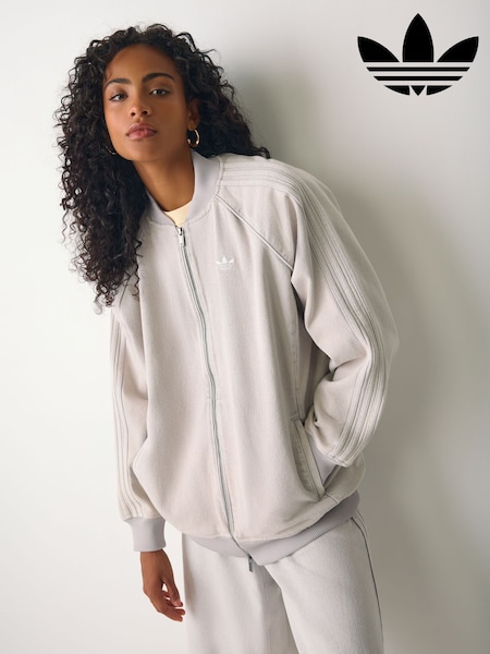 Серый деним - Adidas Originals Oversize Denim Track Top Jacket