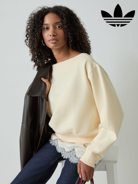 Cream - Adidas Originals Essentials Crew Neck Sweat Top