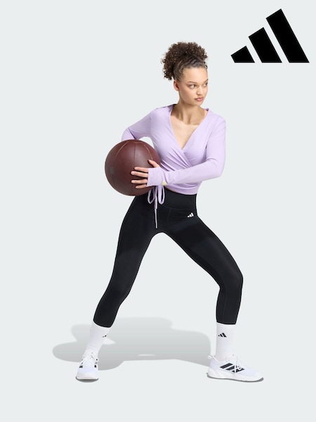 Purple - Adidas 3-stripes Studio Ballet Wrap Top