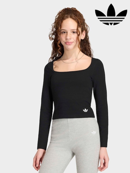 Negro - Adidas Originals Slim Long Sleeves T-shirt