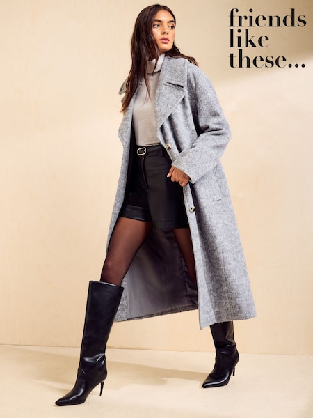 Grey - Friends Like These Smart Twill Long Wool Coat
