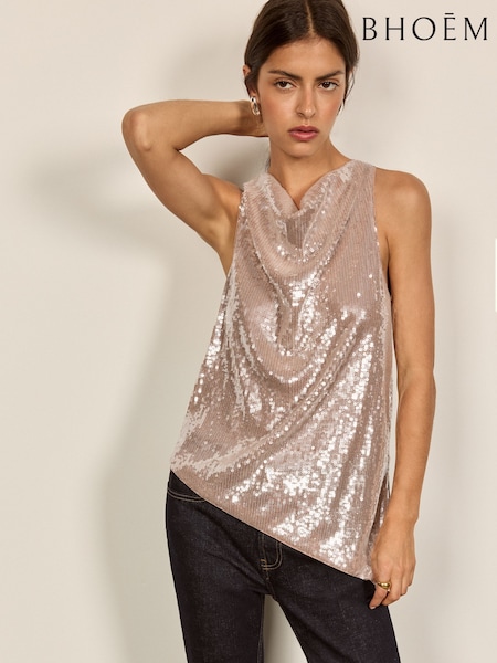 Nude - Sequin Cowl Mini Dress