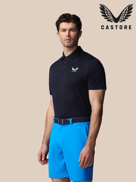 Blue - Regular Castore Essential Short Sleeve Golf Polo Shirt