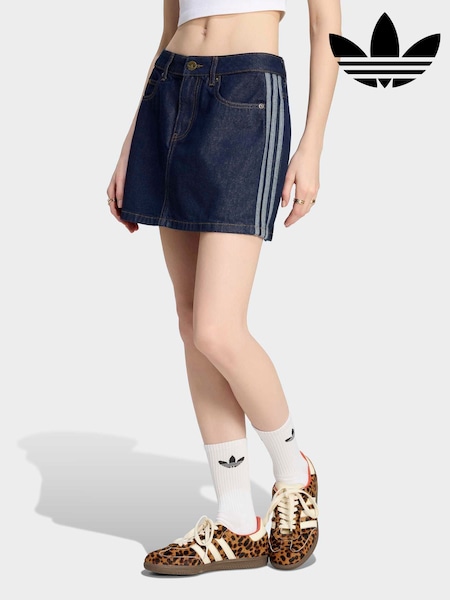 Madilim na Asul na Denim - Adidas Originals 3-stripes Denim Mini Skirt