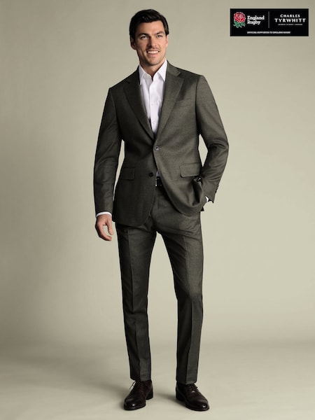 Charles Tyrwhitt Olive Slim Fit Italian Flannel Suit Jacket (G73332) | ‏1٬969 ر.ق.