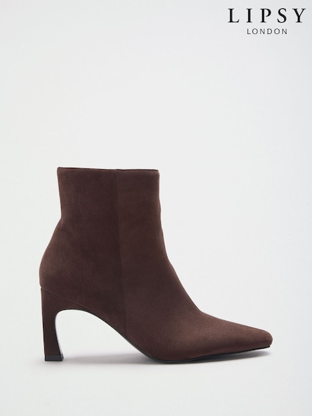 بني - Lipsy Mid Flare Heel Ankle Boots