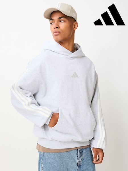 Grey - Regular Adidas Kit 3-stripes Hoodie