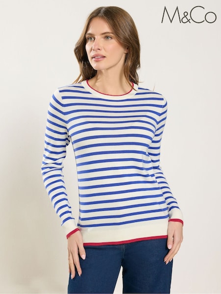 M&Co Stripe Crew Neck Jumper (G73715) | kr471