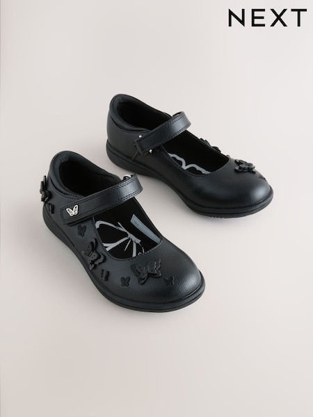 Black Matt - School Butterfly Mary Jane Shoes
