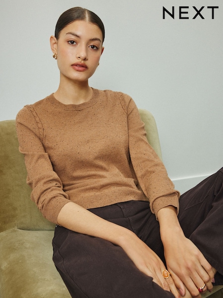 Camel Neppy - Cotton Rich Soft Touch Long Sleeve Crew Neck Jumper