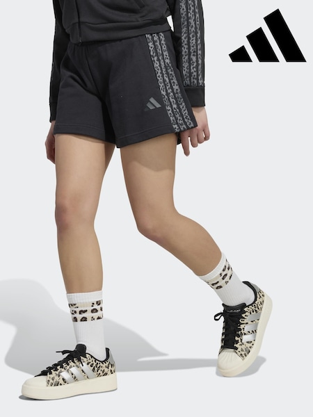 Black - Adidas Animal Print 3 Stripes Shorts