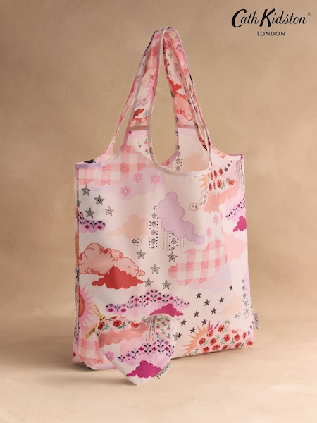 Pink Cloud Print - Cath Kidston Clip On Purse With Foldaway Shopper