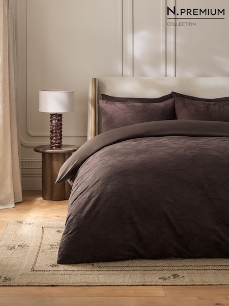 N. Premium 200 High Thread Count Jacquard Duvet Cover And Pillowcase Set