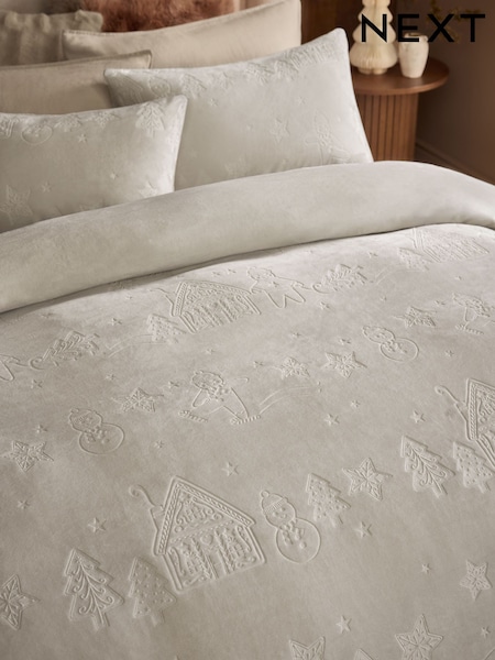 Gingerbread House Christmas Fleece Duvet Cover And Pillowcase Set