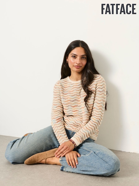 Natural - Fatface Knitted Pattern Jumper