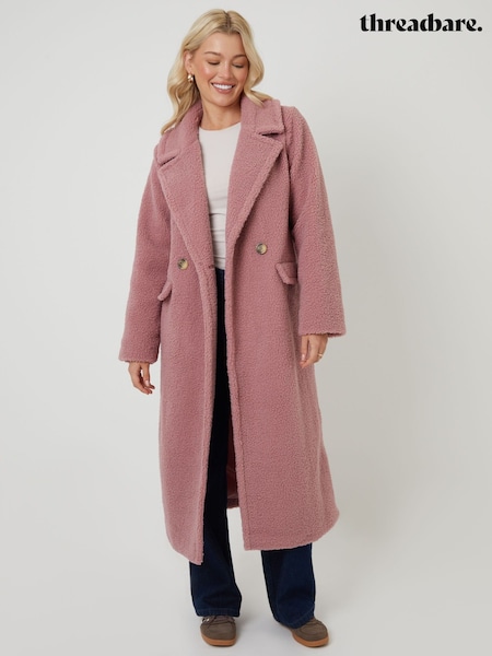 Threadbare Longline Double Breasted Borg Coat (G74702) | 98 €