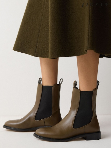 Jigsaw Green Pembridge Leather Chelsea Boots (G74706) | €245.50